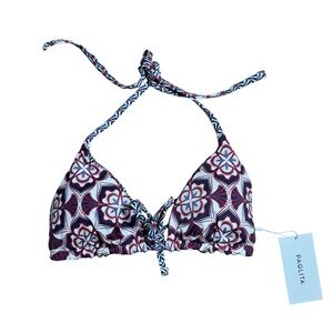 NWT Paolita Women’s Sinaloa‎ Talavera Halter Tie Bikini Top Medium 32D 34C 36B
